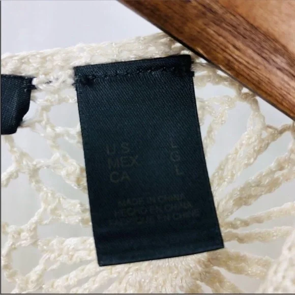 Liz CLAIBORNE Vintage Silk Off White Open Crochet Knit Cardigan Sweater Large - Picture 6 of 8